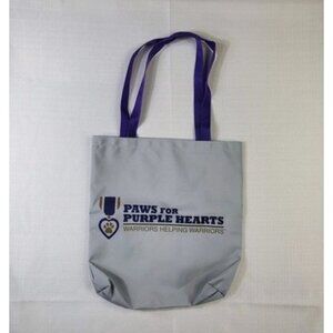 Paws for Purple Hearts Gray Tote Bag Warriors Helping Warriors Dogs Military USA